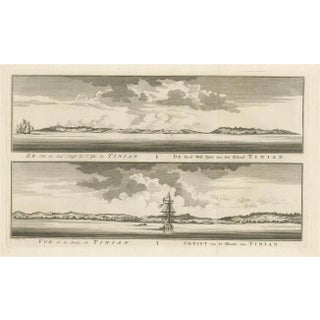 Antique Engraving of Tinian, an Island of the Northern Mariana Islands, 1757 For Sale
