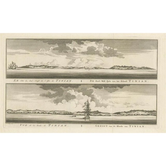 Antique Engraving of Tinian, an Island of the Northern Mariana Islands, 1757 For Sale