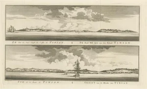 Antique Engraving of Tinian, an Island of the Northern Mariana Islands, 1757