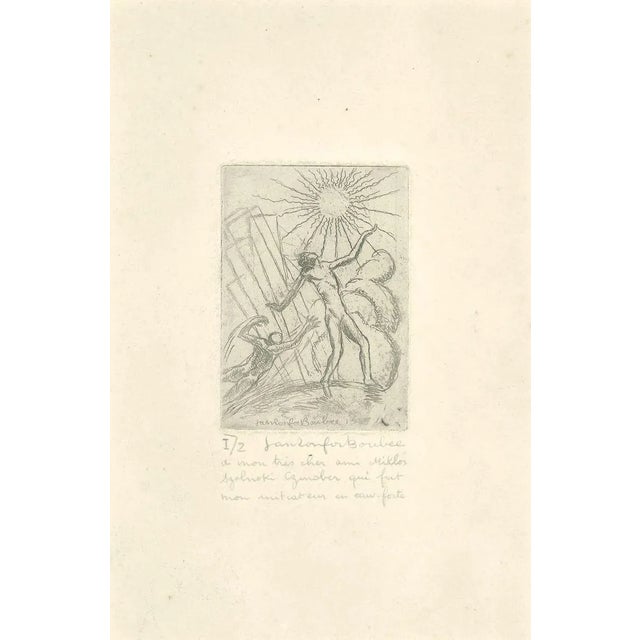 Fabio Failla - the Couple - Original Etching by Jean Ronfor Boubée - Early 20th Century For Sale - Image 3 of 3