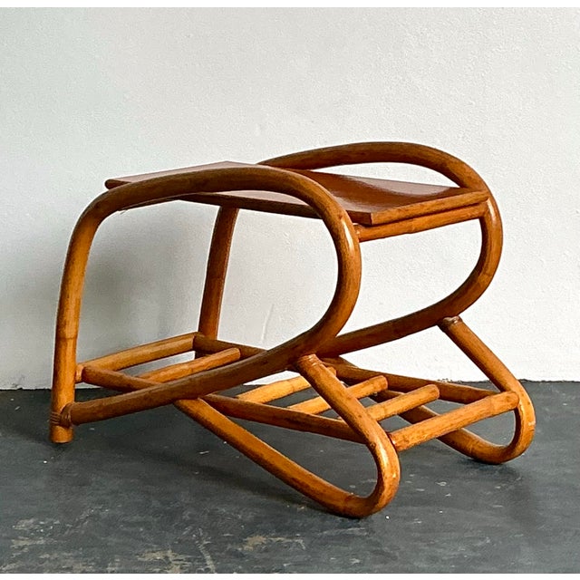 Vintage 1950s Bent Rattan Side Table For Sale - Image 9 of 12