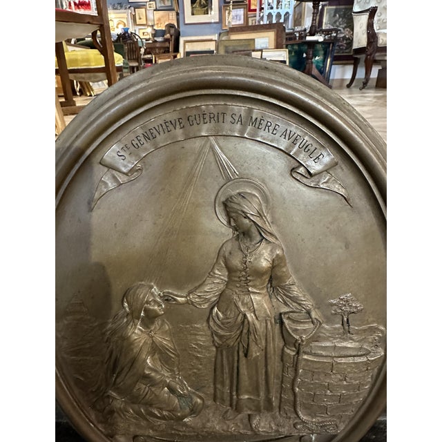 Oval Bronze Plaque by Narcisse Cotte, 1885 For Sale - Image 3 of 8