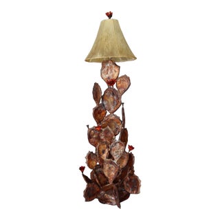 Copper and Brass Sculptural Cactus Floor Lamp For Sale