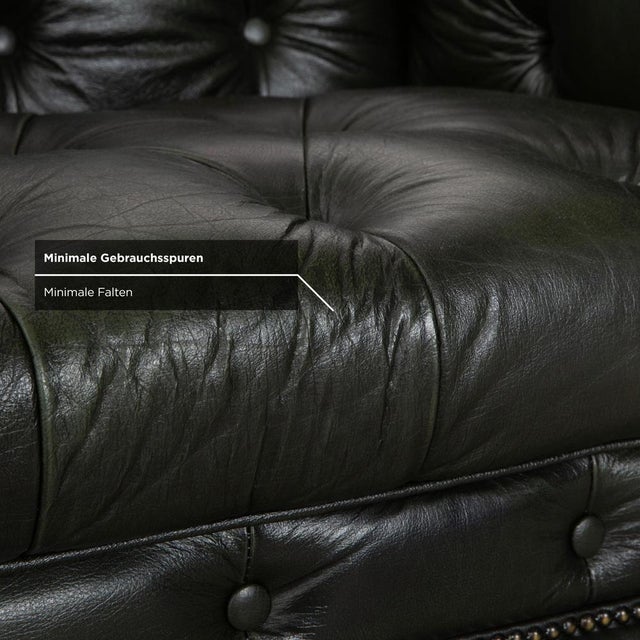 Chesterfield Three-Seater Sofa in Leather For Sale - Image 11 of 17
