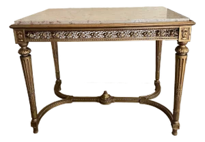 French 19th Century Marble Top Giltwood Table