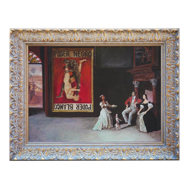 Douglas Perez Castro "Poderes" Contemporary Realistic Figurative Red Toned Social Commentary Painting, 2013 For Sale