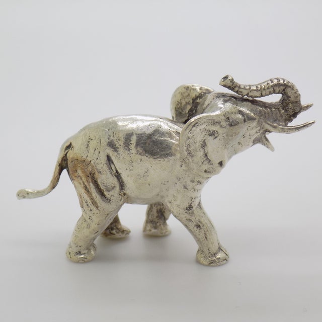 Vintage Italian Handmade Genuine Silver Elephant Large Figurine Miniature For Sale - Image 6 of 9