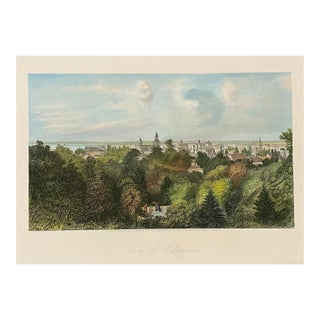 1872 Milwaukee Wisconsin Rooftop View Hand Colored Engraving For Sale