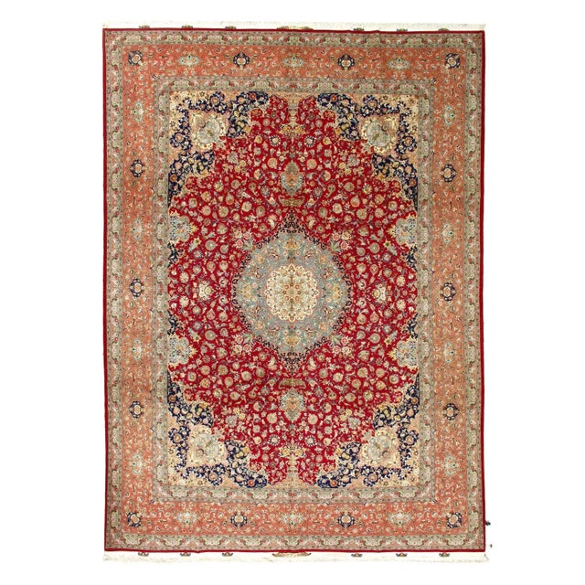 Pasargad Red Persian Fine Tabriz 70 Raj Silk & Wool For Sale - Image 13 of 13