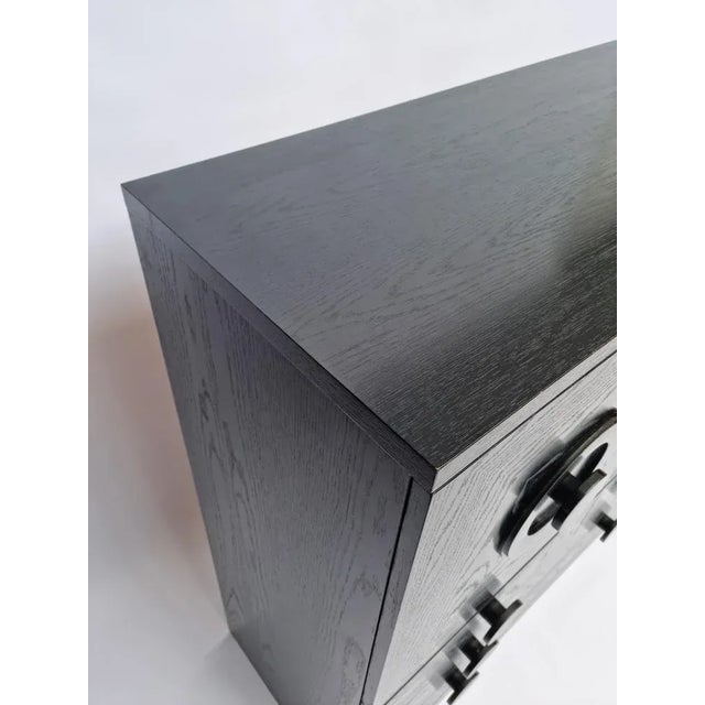 Brutalist Black Cabinet with Three Graphic Patterned Doors, Belgium, 1970s For Sale - Image 11 of 13