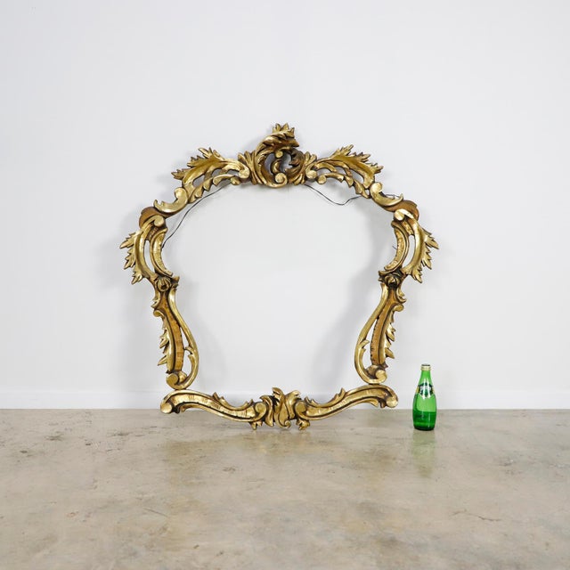 Mexican Baroque Mirror Frame, Handmade in wood, Gold Leaf, Early 19th Century For Sale - Image 4 of 5