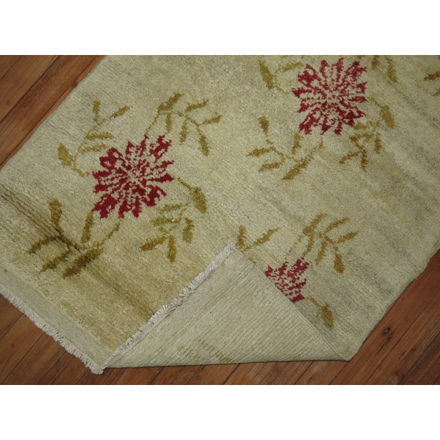 Mid 20th Century Vintage Zabihi Collection Small Turkish Floral Rug For Sale - Image 5 of 5