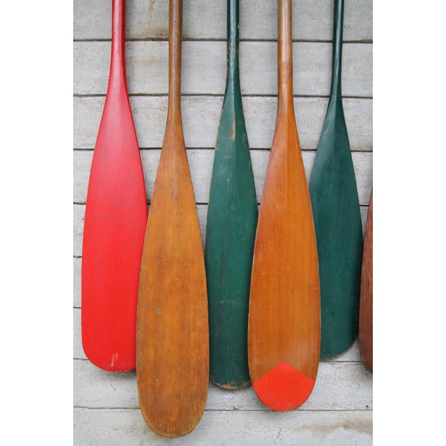 Set of 7 Vintage Canoe Paddles With Paddle Rack Chairish