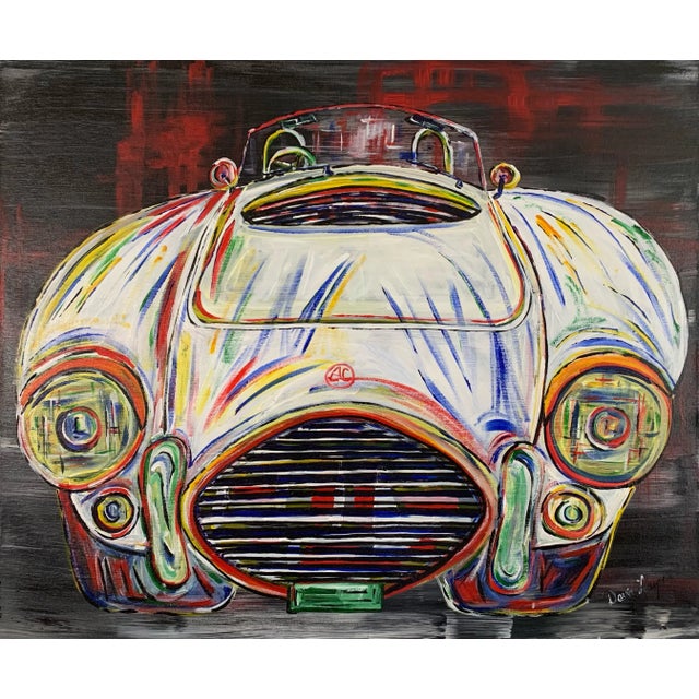 "AC Cobra" Contemporary Abstract Car Acrylic Painting by David Harper For Sale