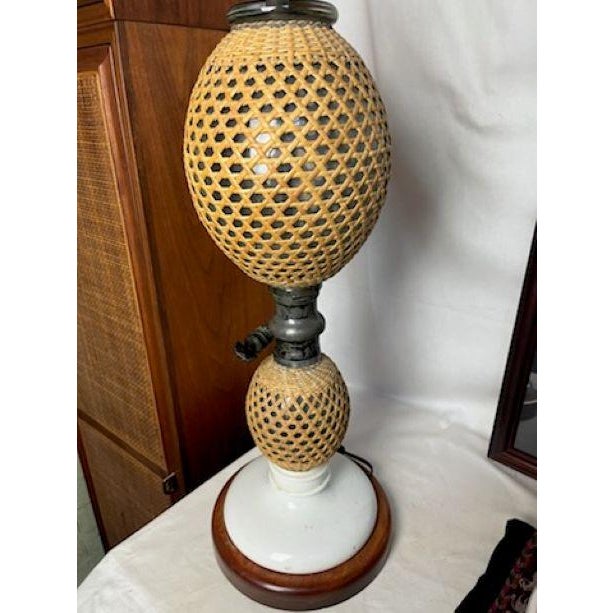 Victorian Late 19th Century French Victorian Cane Wrapped Seltzer Bottle Lamp For Sale - Image 3 of 10