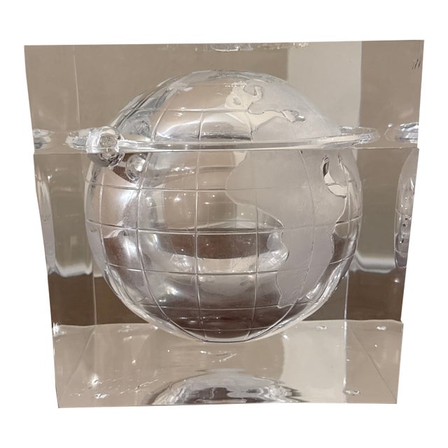 World Globe Acrylic Cube Ice Bucket by Alessandro Albrizzi, 1960s For Sale