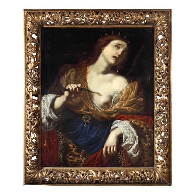 Giovanni Domenico Ferrucci, The Death of Cleopatra, Oil on Canvas, 17th Century, Framed For Sale