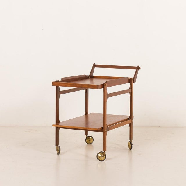 Wood Mid-Century Scandinavian Teak Bar Cart, 1960s For Sale - Image 7 of 18