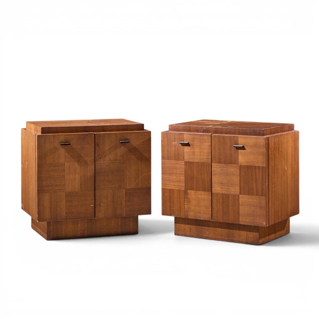 Mid-Century Modern Lane Brutalist Mid Century Walnut Nightstands - Pair For Sale - Image 3 of 11