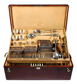 Art Nouveau Silver Cutlery by V.C. Dub for A. Einspinner, 1915, Set of 173