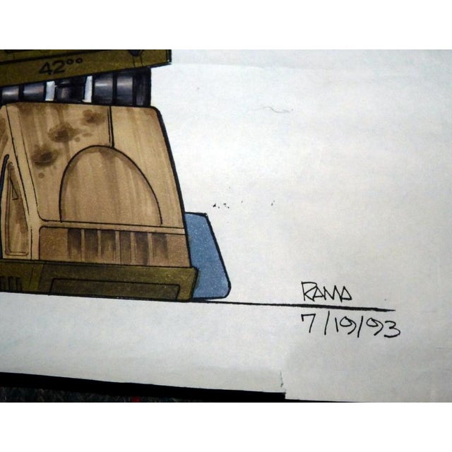Two Original Sci-Fi Movie Concept Paintings 1993 Jamie Rama "Manned Armed Droid Fighter" For Sale - Image 12 of 14