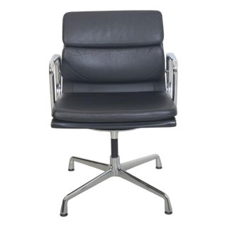 EA208 Chair in Black Leather by Charles Eames, 2000s For Sale