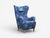 Mid-Century Modern Danish Modern, Wingback Chair, Blue Fabric, Wood, Denmark, 1940s For Sale - Image 3 of 10