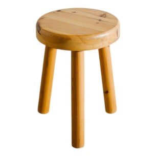 Swedish Wooden Tripod Pine Stool, 1960s For Sale