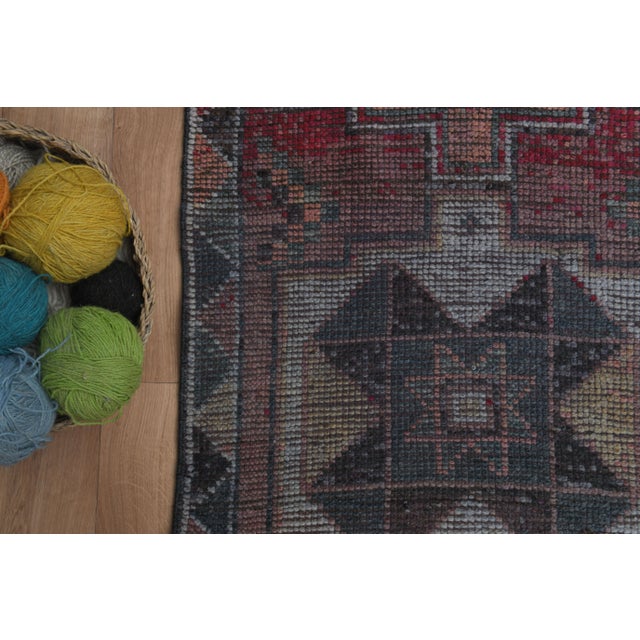 Purple 1970s Vintage Turkish Handmade Wool & Cotton Purple Runner Rug For Sale - Image 8 of 11