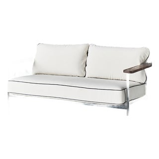 Genevieve Sofa Bench - Off-white Fabric / Black Metal Frame For Sale