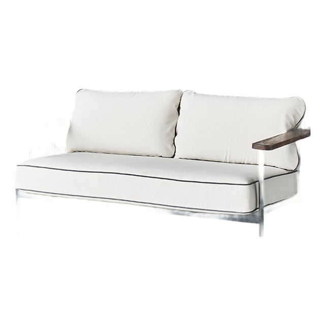 Genevieve Sofa Bench - Off-white Fabric / Black Metal Frame For Sale