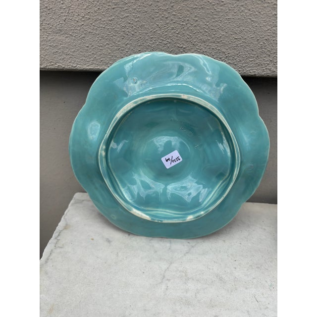 De Sarreguemines French Majolica Oyster Aqua Turquoise Plate Sarreguemines, Circa 1900 For Sale - Image 4 of 4