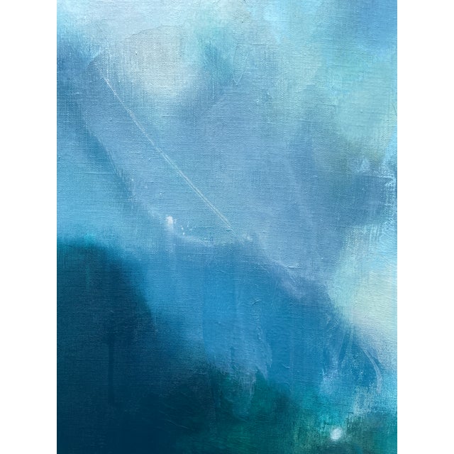 “But Still, You” Large Lyrical Abstraction Diptych Painting in Ethereal Greens and Blues by Stacey Warnix For Sale - Image 9 of 16