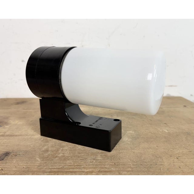 Brown Industrial Brown Bakelite Wall Light in Milk Glass from Elektrosvit, 1960s For Sale - Image 8 of 18
