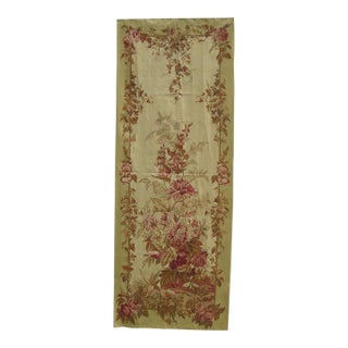 Vintage Floral Tapestry in Red & Tan 8.1 X 3.1 For Sale
