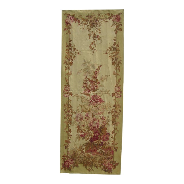 Vintage Floral Tapestry in Red & Tan 8.1 X 3.1 For Sale