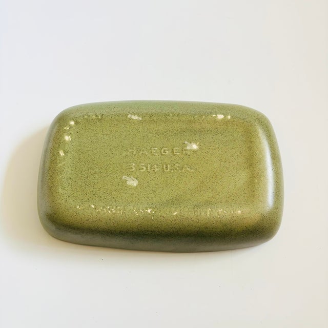 Ceramic Haeger Speckled Green Rectangular Pottery Serving Tray For Sale - Image 7 of 8