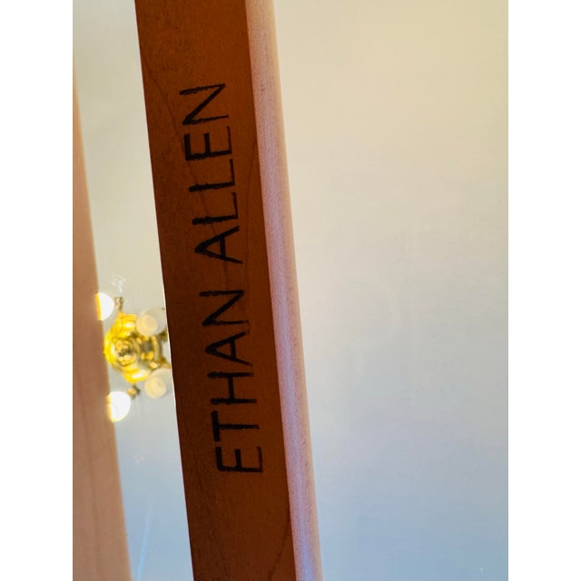 Wood Ethan Allen Contemporary Glass Side Table For Sale - Image 7 of 7