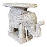 Vintage Wicker Elephant Table With Tray For Sale