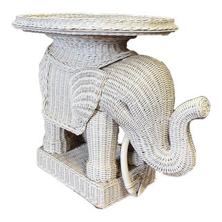 Wicker Elephant Table With Tray For Sale