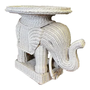 Wicker Elephant Table With Tray