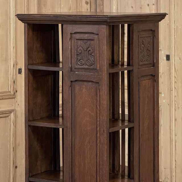 19th Century French Renaissance Revival Oak Revolving Bookcase For Sale - Image 10 of 17
