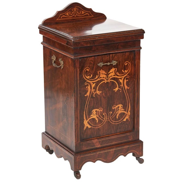 Antique Edwardian Rosewood Inlaid Coal Purdonium For Sale - Image 9 of 9