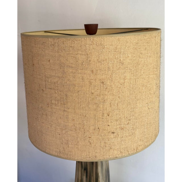 Mid-Century Modern 1970s Mid-Century Modern Studio Pottery Lamp With Shade and Finial For Sale - Image 3 of 10