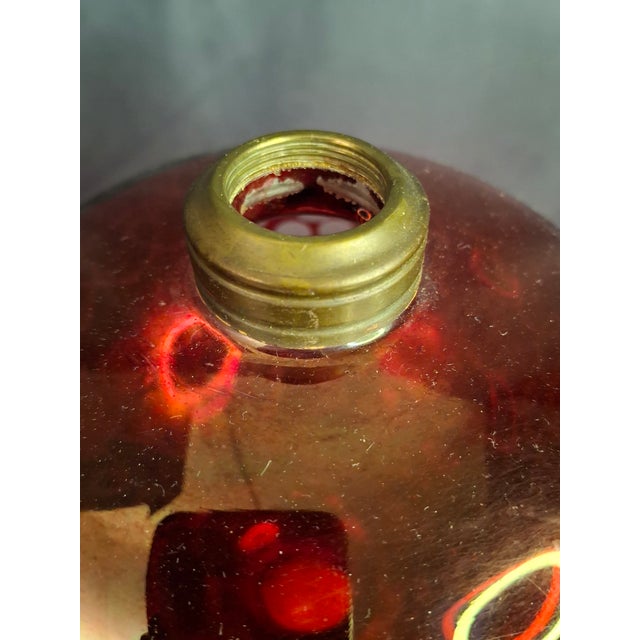 Antique Matched Pair Victorian Cranberry Cut Clear Whale Oil Lamps Glass 1850s For Sale In Boston - Image 6 of 16