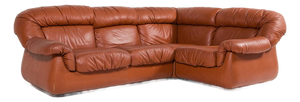 Vintage Italian Sectional Cognac Leather Sofa