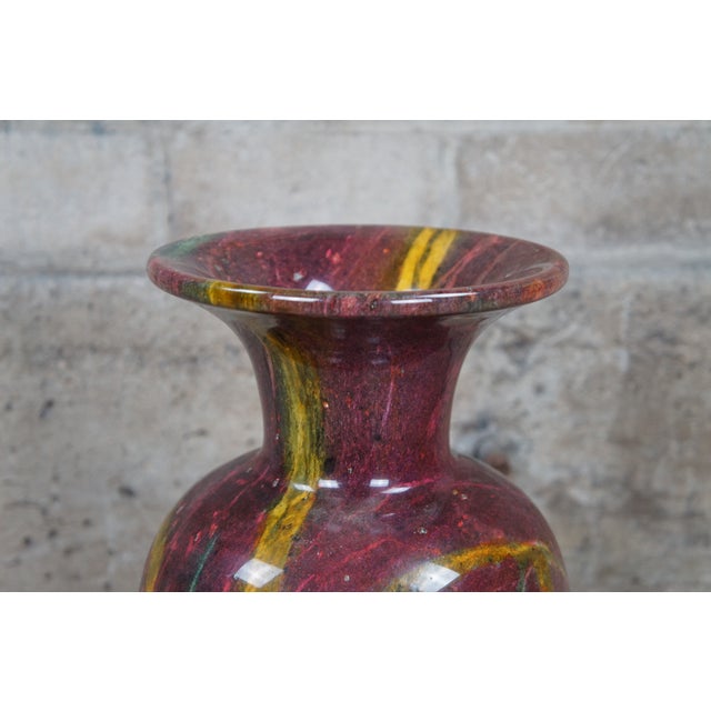 Gemstone 20th Century Chinese Purple Jade Carved & Polished Marble Flower Vase Urn For Sale - Image 7 of 9