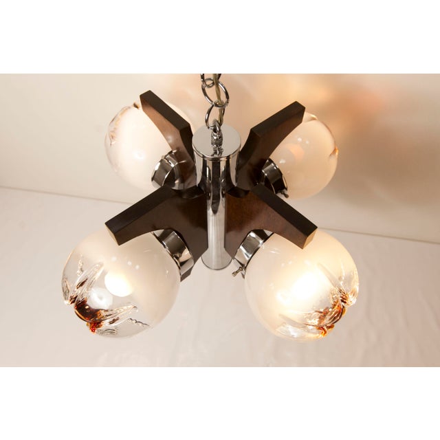 Murano 4-Light Chandelier in Teak from Mazzega, 1960 For Sale - Image 9 of 18