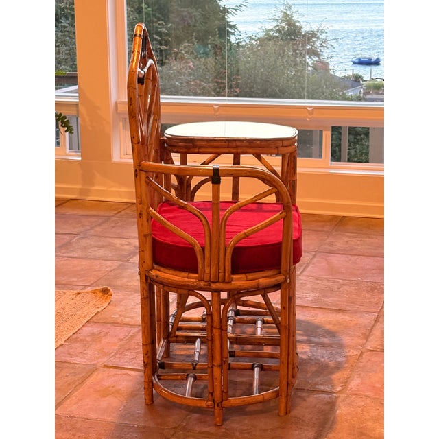 1970s Mid-Century Rattan Chippendale Style Telephone Bench For Sale - Image 5 of 17