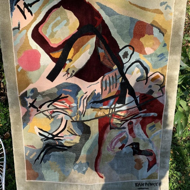 Silk Wall Rug after Painting by Kadinsky For Sale - Image 3 of 18